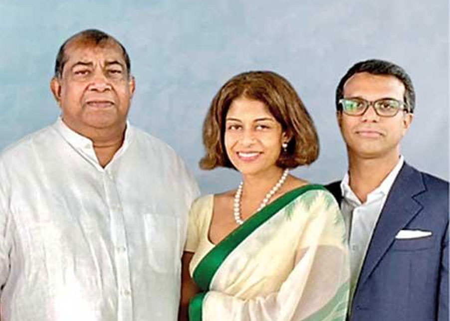 Ravimohan Surendranath Tissanayagam with Indhu Selvaratnam and Kemal de Soysa in Colombo, Western Province, Sri Lanka, representing Aybrook and Mason and their Old Reserve Sri Lankan arrack